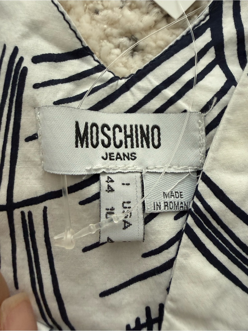 NWT Moschino Jeans Women’s Size 44 Navy White Floral Cotton Fit Flare Dress 10 - Picture 5 of 9